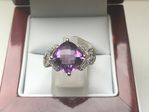 18 CARAT WHITE GOLD AMETHYST AND DIAMOND RING NOBR15112