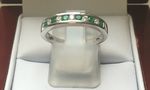 18 CARAT WHITE GOLD BAND EMERALD AND DIAMOND KEYR1919