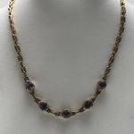 9 CARAT SOLID YELLOW GOLD AMETHYST/DIAMOND CHAIN KOK 