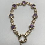 9 CARAT SOLID YELLOW GOLD AMETHYST BRACELET 02167