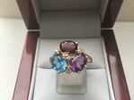 9 CARAT YELLOW GOLD DIAMOND AMY GARNET TOPAZ RING KOK