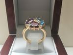 9 CARAT YELLOW GOLD DIAMOND AMY GARNET TOPAZ RING KOK