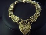 Bracelet 9 Carat Gold gate style Filligree Heart 5/21/6