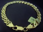 Bracelet 9 Carat Yellow Gold Triple link Flat curb 10/14/2