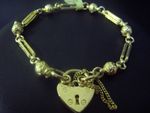 Bracelet Rectangle Ball & Heart Link 9 Carat Yellow Gold G-D 10/14/2