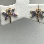 NATURAL 9 CARAT YELLOW GOLD NATURAL IOLITE DRAGONFLY EARRING DGE2198
