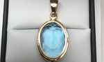 NATURAL BLUE TOPAZ OVAL 20MM LONG PENDANT DGDP2609