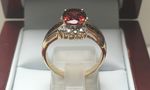 NATURAL GARNET AND DIAMOND  RING 9 CARAT YELLOW GOLD DGDR2231