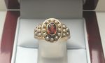 NATURAL GARNET AND PEARL RING CJR002