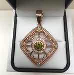 NATURAL PERIDOT TOPAZ AND DIAMOND PENDANT RG KOK