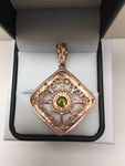 NATURAL PERIDOT TOPAZ AND DIAMOND PENDANT RG KOK