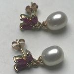 NATURAL RUBY AND PEARL EARRING 9 CARAT DGE2577
