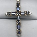 NATURAL SAPPHIRE CROSS 9 CARAT YELLOW GOLD PENDANT DGP 1202