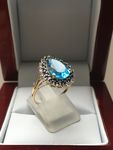 NATURAL TOPAZ AND SAPPHIRE AND DIAMOND RING DGDR2882