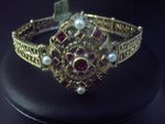 Natural Ruby & Pearl Art Deco Hingled band bracelet 02/19/5 B302