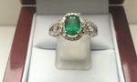 SOLID 18 CARAT NATURAL EMERALD AND DIAMOND RING STANR15507