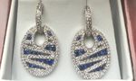 SOLID 18 CARAT WHIE GOLD SAPPHIRE AND DIAMOND EARRING WSCOCH