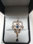 9 CARAT GOLD SAPPHIRE AND DIAMOND PENDANT  CJ SOLID SAP