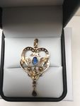 SOLID 9 CARAT GOLD SAPPHIRE AND DIAMOND PENDANT  CJ SOLID SAP