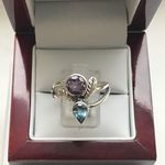 SOLID SILVER AMETHYSTTOPAZ BLUE RING AGR20553