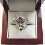 SOLID SILVER AMETHYST/PERIDOT RING AGR2055305