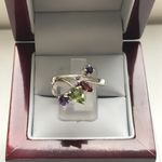 SOLID SILVER MULTI GEMSTONE RING AGR21403