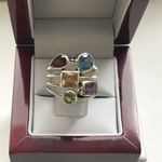 SOLID SILVER MULTI GEMSTONE RING AGR2260101