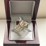 SOLID SILVER MULTI GEMSTONE RING AGR2260101