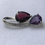 SOLID SILVER NATURAL AMETHYST AND GARNET PENDANT HKDEM105