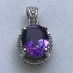 SOLID SILVER NATURAL AMETHYST PENDANT PDEM124A 