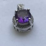 SOLID SILVER NATURAL AMETHYST PENDANT PDEM124A 