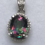 SOLID SILVER OVAL MYSTIC TOPAZ PENDANT HKPDEM124