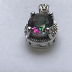 SOLID SILVER OVAL MYSTIC TOPAZ PENDANT HKPDEM124