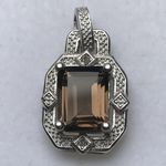 SOLID SILVER PENDANT NATURAL SMOKEY QUARTZ HKEM100