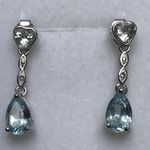 SOLID  SILVER EARRINGS  NATURAL AQUAMARINE TOPAZ WKEREVIE 0175